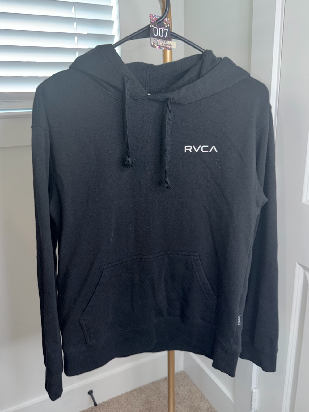 7. RVCA Black Pullover Hoodie with Leopard Logo